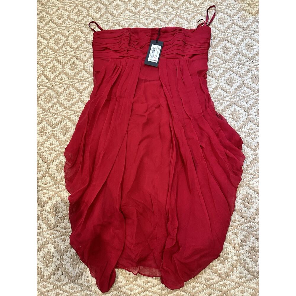Ted Baker London Strapless Gathered Chiffon Dress Red Size 3 (US 6) NWT $225